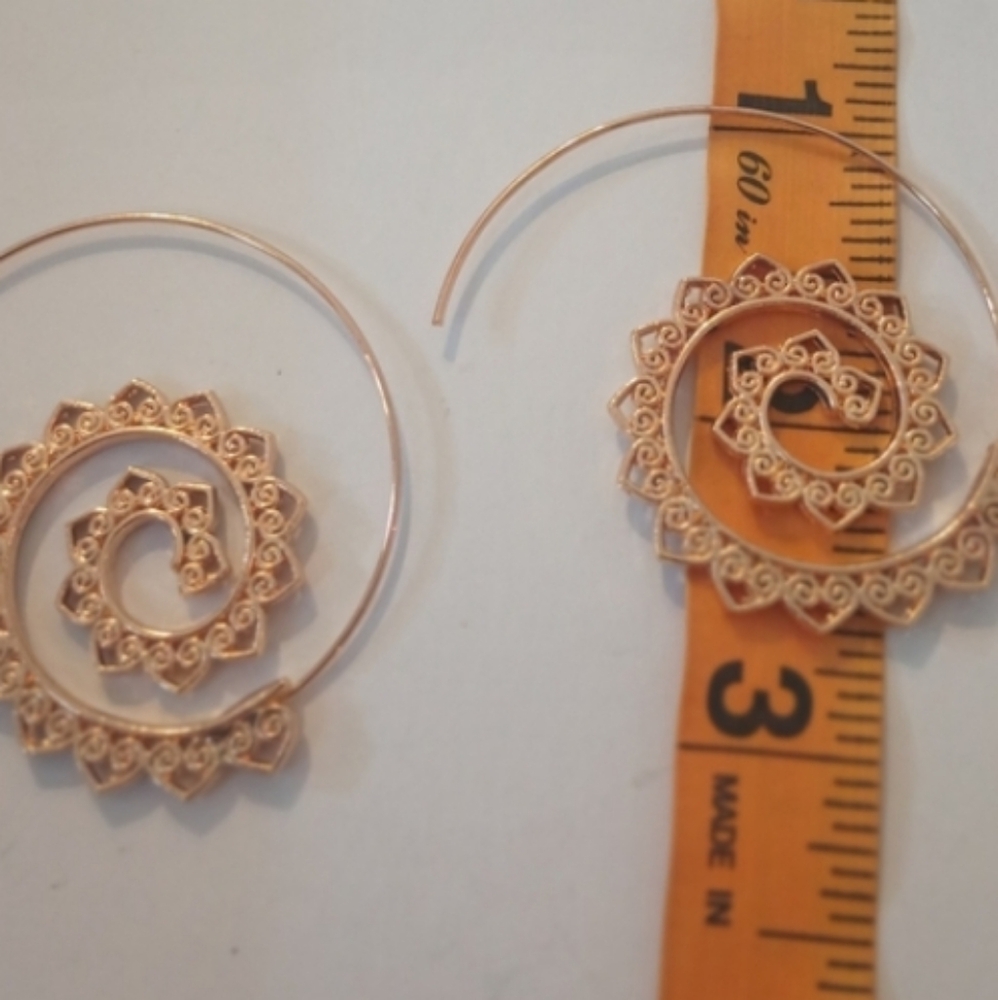 Spiral Hoop Earrings in Silver and Gold - Picture 13 of 16